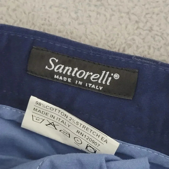 Santorelli Mens Luigi Pants Size 40x30 Blue Chino Stretch Made In Italy 27PT - Picture 4 of 7